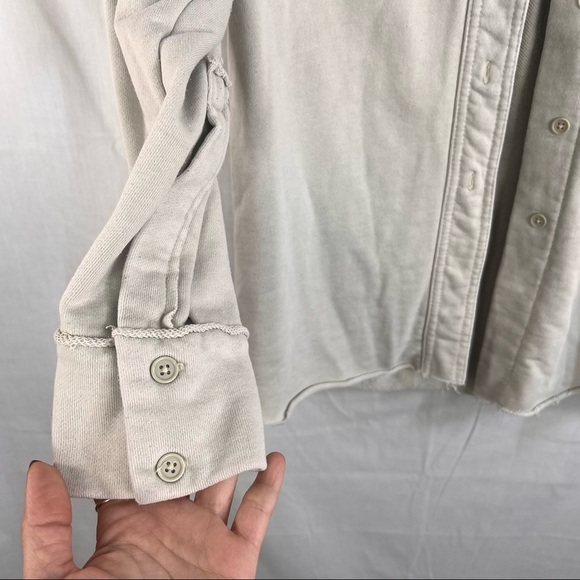 Forever 21 Women’s French Terry Oversized Shacket Button Up Beige Sz S Minimal - Picture 3 of 10